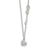 Sterling Silver Polished Beaded White CZ Infinity and Heart 16 inch with 2 inch Extension Necklace